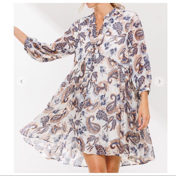 34 Boho Chic Geometric Pattern Tiered Dress - Picture 5 of 6